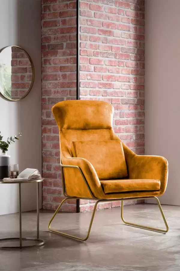 Ontspan fauteuil gemaakt van gouden fluwelen velours - Foto 4