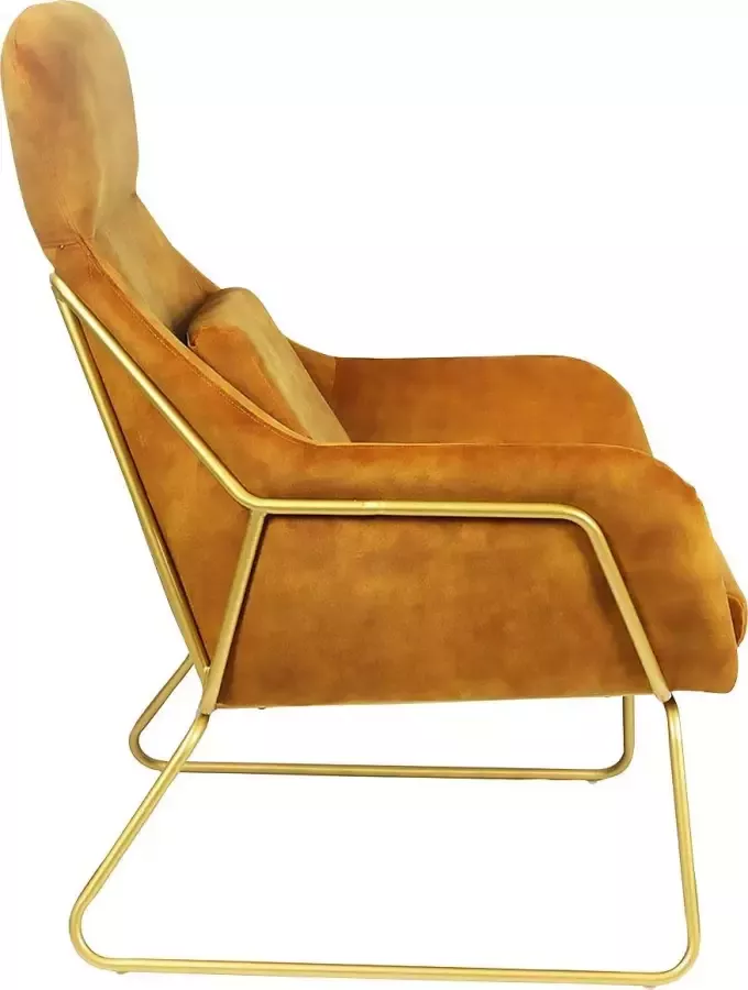 Ontspan fauteuil gemaakt van gouden fluwelen velours - Foto 3