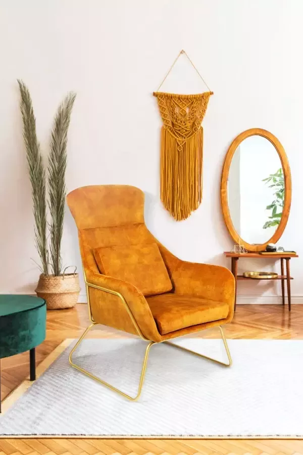 Ontspan fauteuil gemaakt van gouden fluwelen velours - Foto 6