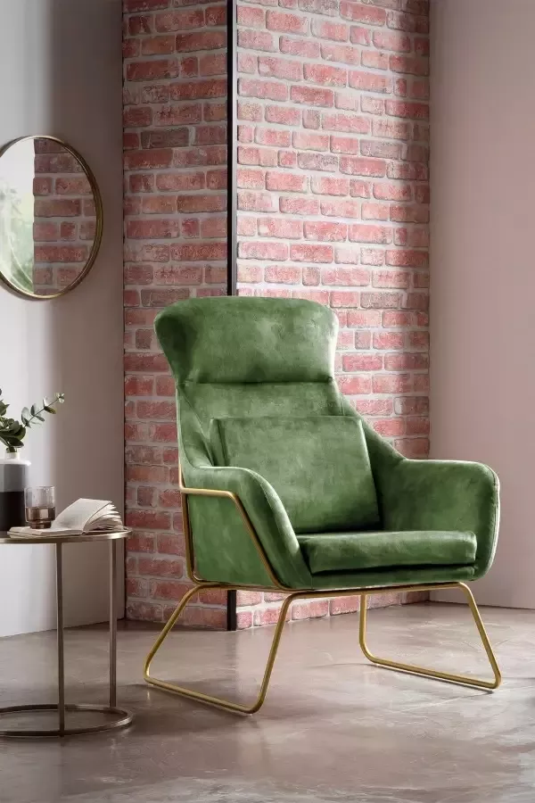 Ontspan fauteuil gemaakt van fluwelen velours groen - Foto 4