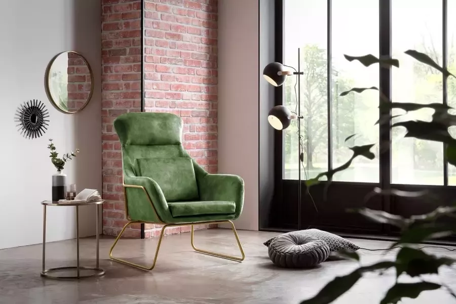 Ontspan fauteuil gemaakt van fluwelen velours groen - Foto 5