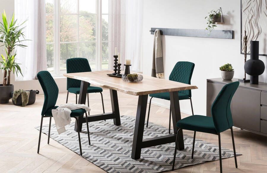 SalesFever Stoel met 4 poten Esszimmerstuhl mit elegantem Stil met honingraatpatroon op de rug (set 2 stuks) - Foto 3