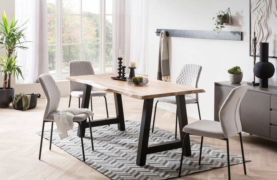 SalesFever Stoel met 4 poten Esszimmerstuhl mit elegantem Stil met honingraatpatroon op de rug (set 2 stuks) - Foto 3