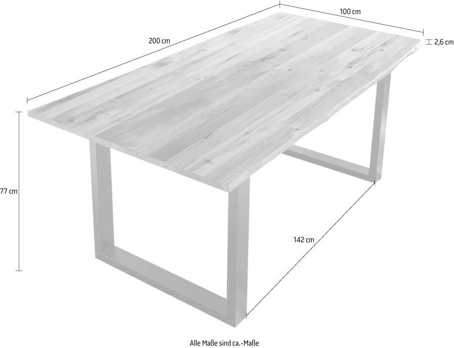 SalesFever Tafel met hout Zichtbaar nervenpatroon en noesten eettafel van massief hout
