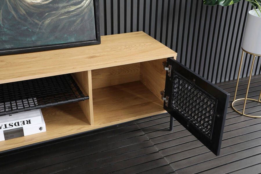 SalesFever Tv-meubel Met matzwarte inzet van polyrotan tv-tafel - Foto 1