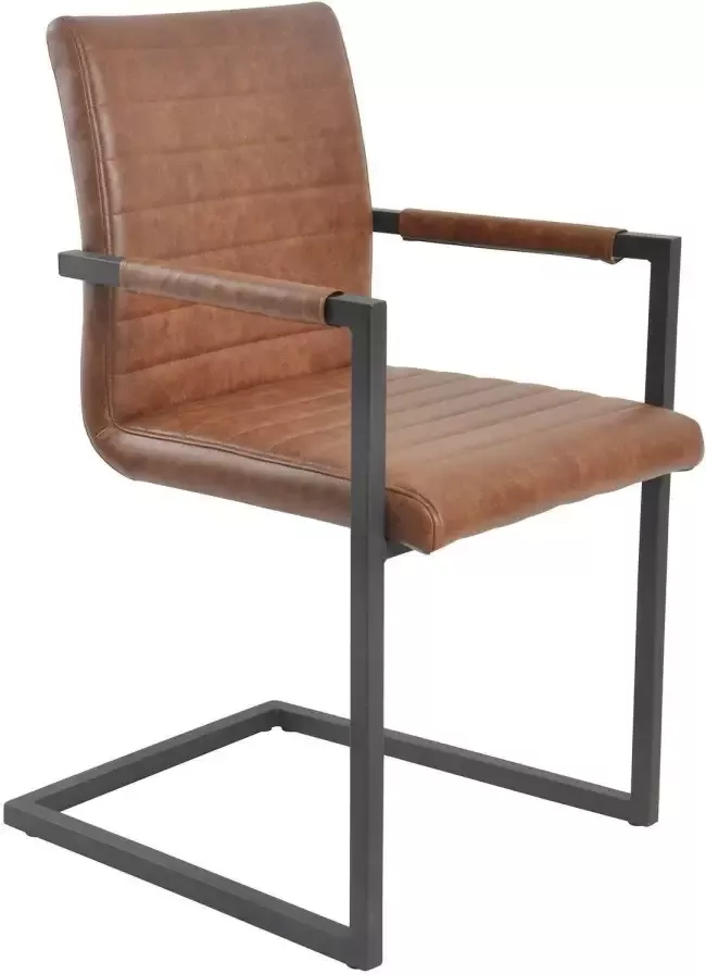 SalesFever Vrijdragende stoel met breedtestiksels op rug- en zitgedeelte stoel met armleuningen (set 2 stuks) - Foto 3