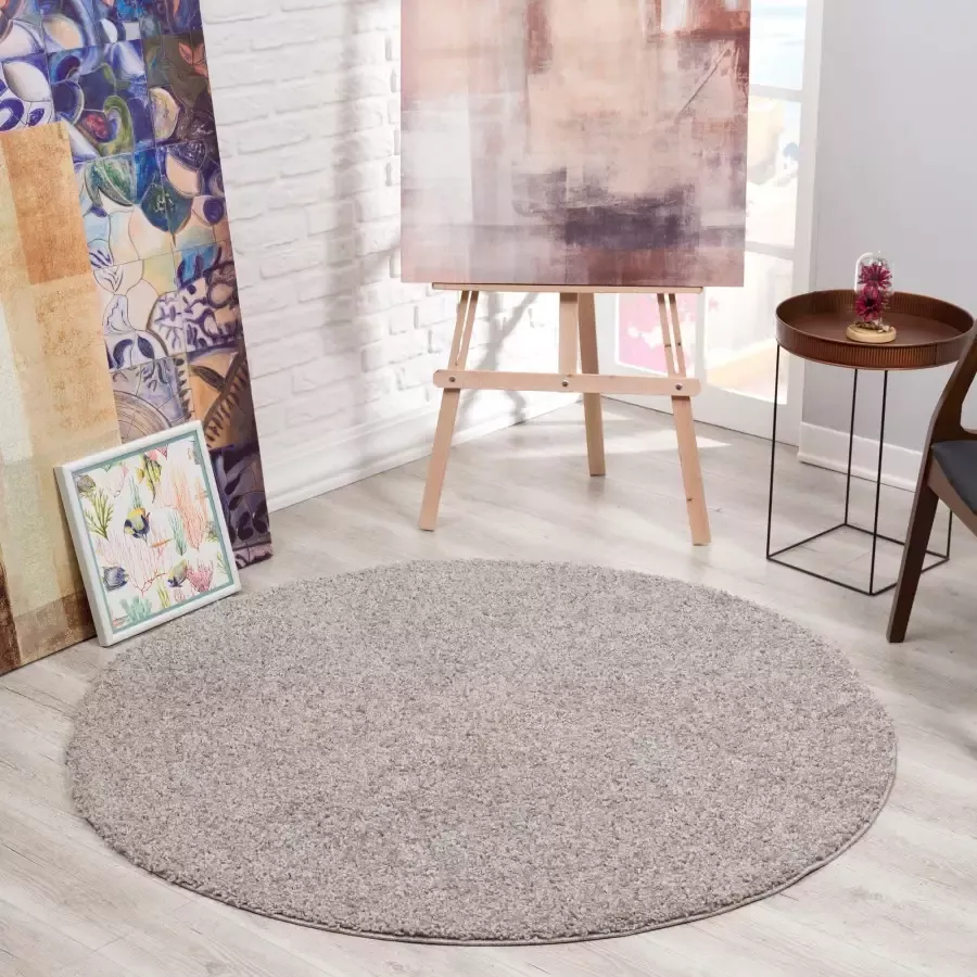 Vloerkleed rond hoogpolig langpolig modern tapijt voor de woonkamer slaapkamer eetkamer of kinderkamer 120 cm rond - Foto 3