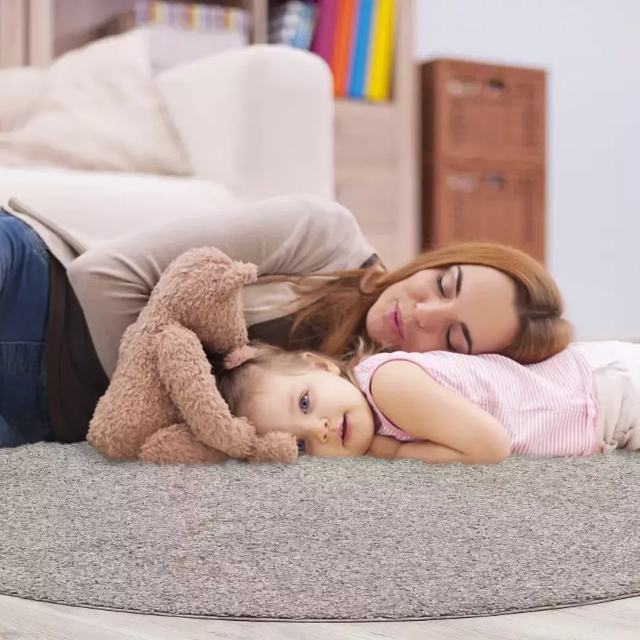 Vloerkleed rond hoogpolig langpolig modern tapijt voor de woonkamer slaapkamer eetkamer of kinderkamer 120 cm rond - Foto 6