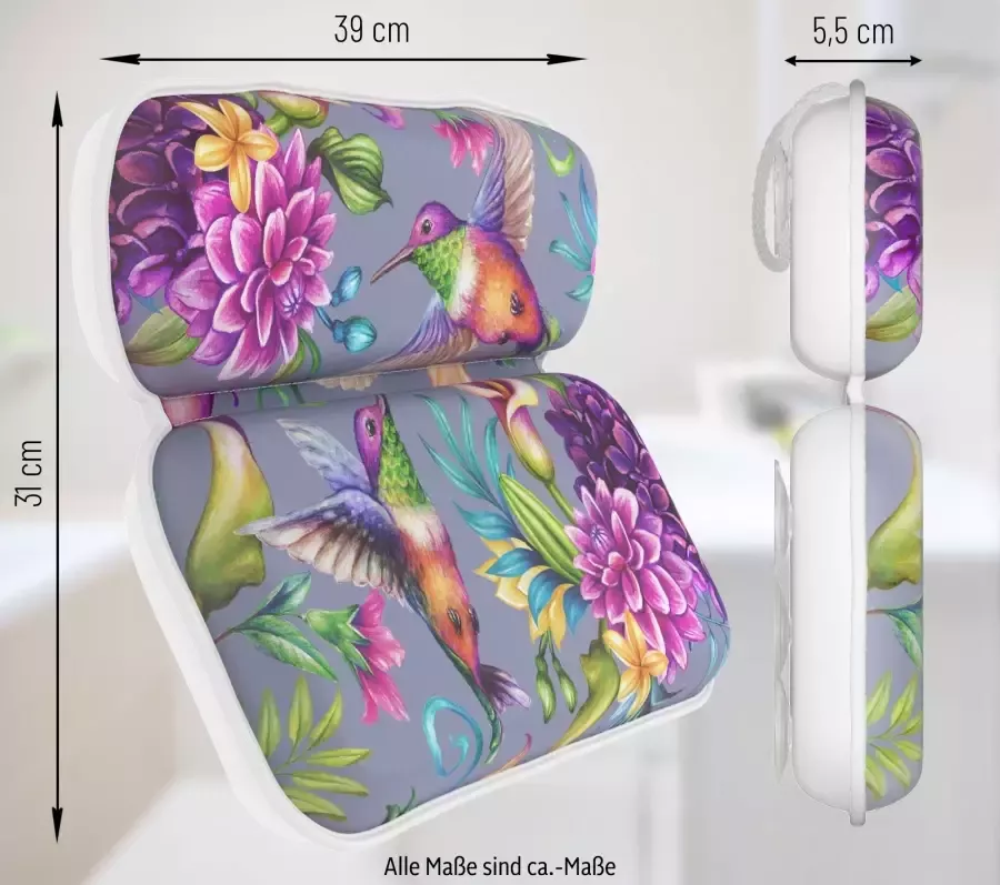 Sanilo Nekkussen Badkussen Kolibrie comfortabel antislip volle kleuren met 7 prima zuignappen - Foto 7
