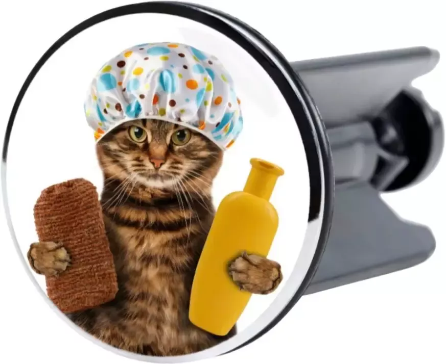 Sanilo Set badkameraccessoires Shower Cat bestaand uit toiletzitting badmat en wastafelplug (3-delig) - Foto 4