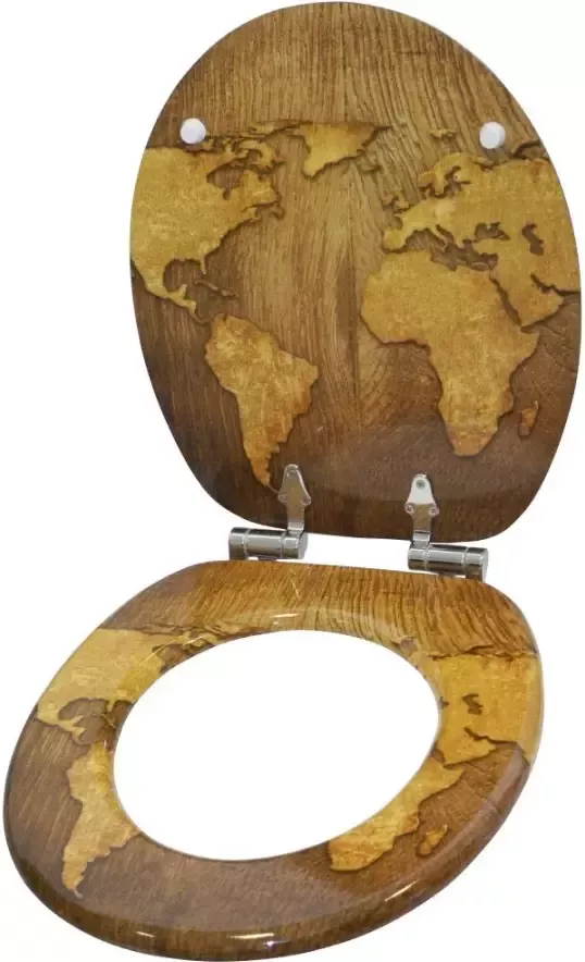 Sanilo Set badkameraccessoires World Map bestaand uit toiletzitting badmat stop zeepdispenser toiletborstel (complete set 6-delig) - Foto 12