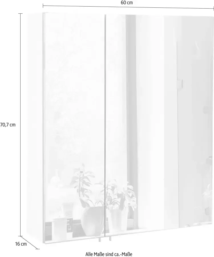 Schildmeyer Spiegelkast Basic Breedte 60 cm 2-deurs glasplateaus Made in Germany - Foto 2