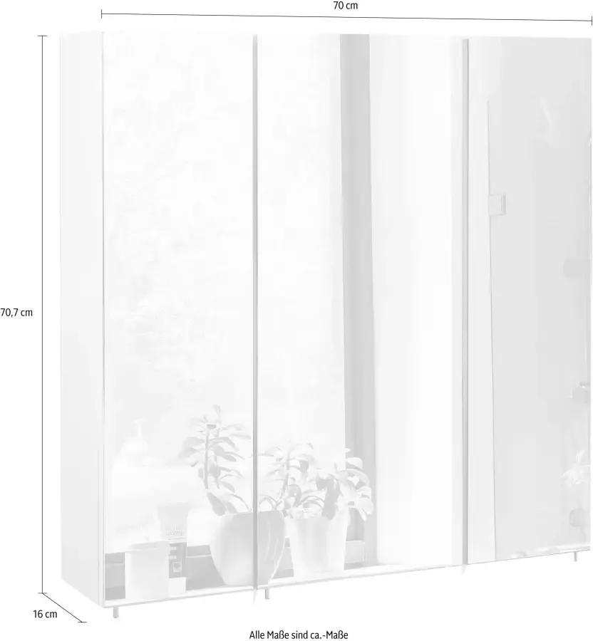 Schildmeyer Spiegelkast Basic Breedte 70 cm 3-deurs glasplateaus Made in Germany - Foto 2