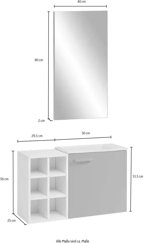 Schildmeyer Wastafelonderkast Badkamermeubel incl. keramieken wastafel breedte 50 cm - Foto 5