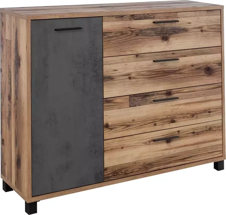 Emob Commode Kalas 125cm met 1 deur & 4 lades bruin grijs Woonkamerkasten Bruin; Betonlook Spaanplaat Woonkamerkasten Op voorraad - Foto 2