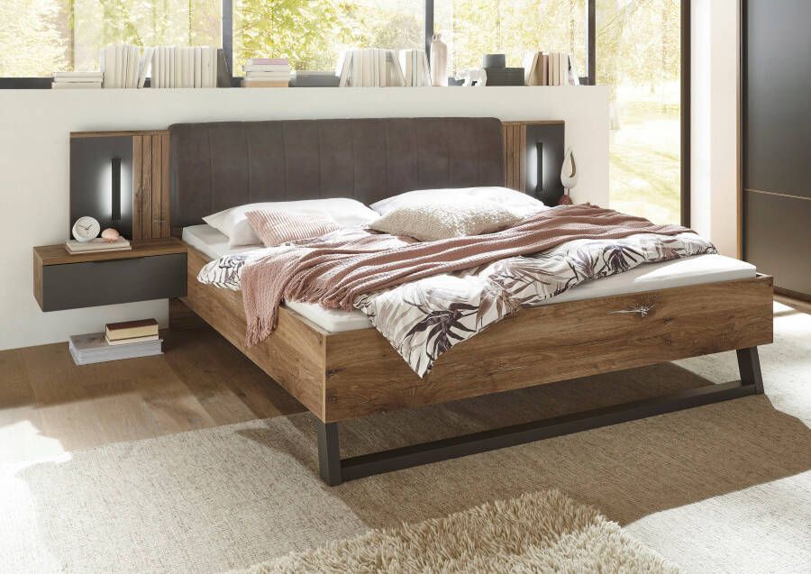 Schlafkontor Bedframe Jump Bed inclusief 2 nachtkastjes en verlichting