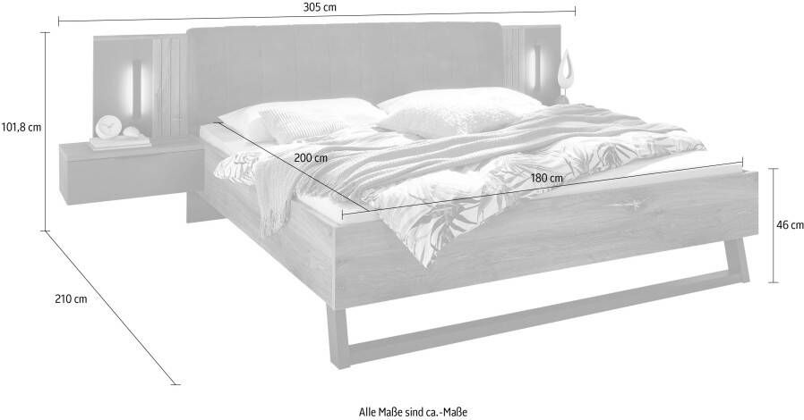 Schlafkontor Bedframe Jump Bed inclusief 2 nachtkastjes en verlichting - Foto 9