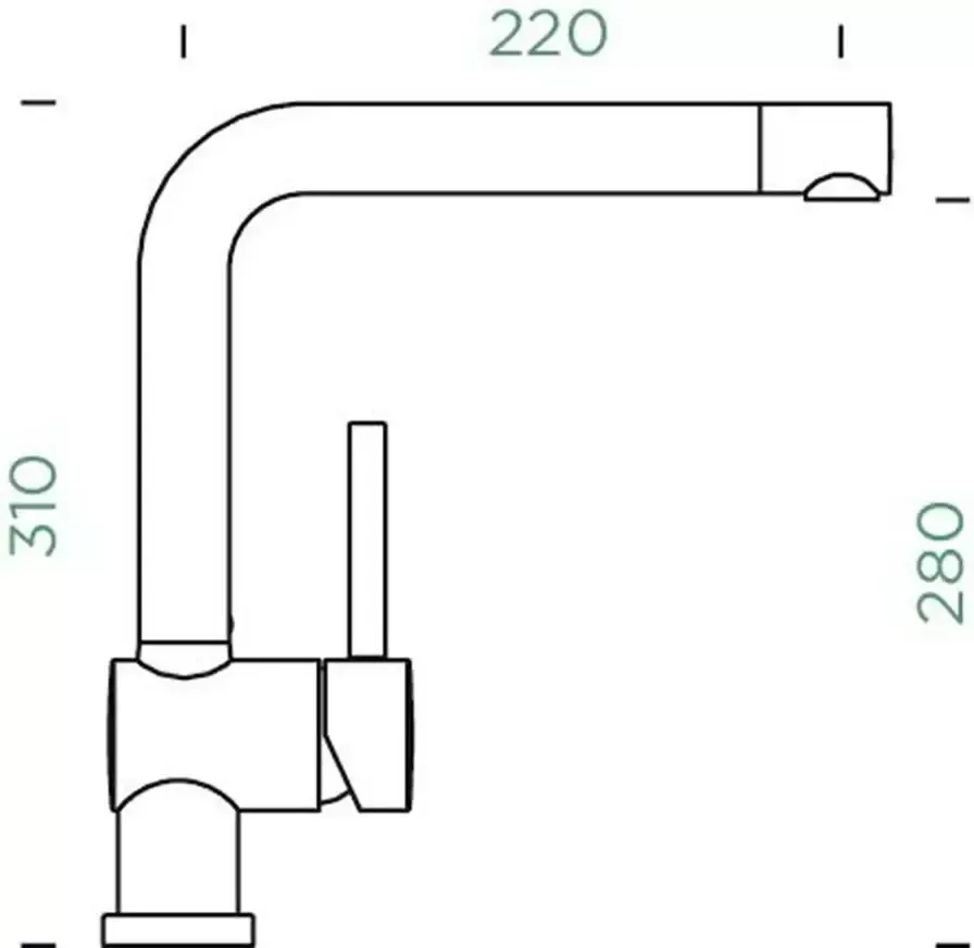 Schock Keukenkraan Piega Hogedruk vaste uitloop temperatuurbegrenzer zwenkbereik 360°