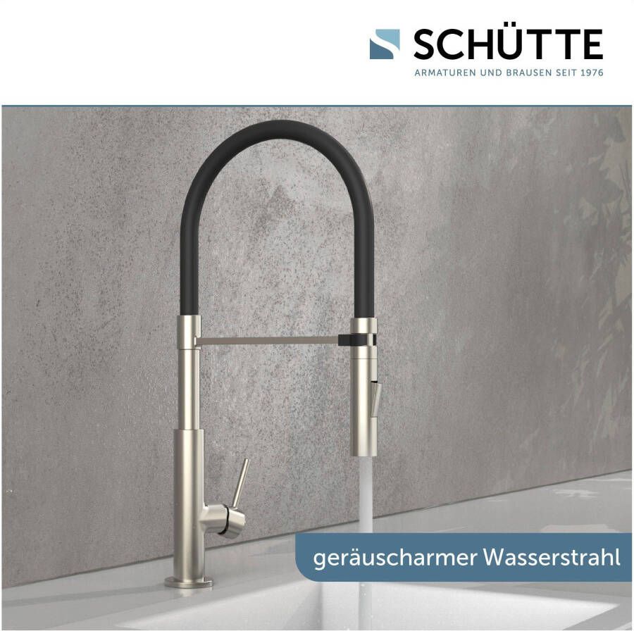Schütte Keukenkraan Design uittrekbaar 360° draaibaar edelstaal-look zwart hoge druk - Foto 5