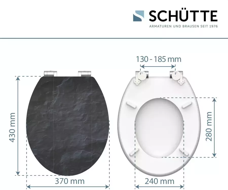 Schütte Toiletzitting Black stone High gloss met houten mdf-kern met softclosemechanisme - Foto 7