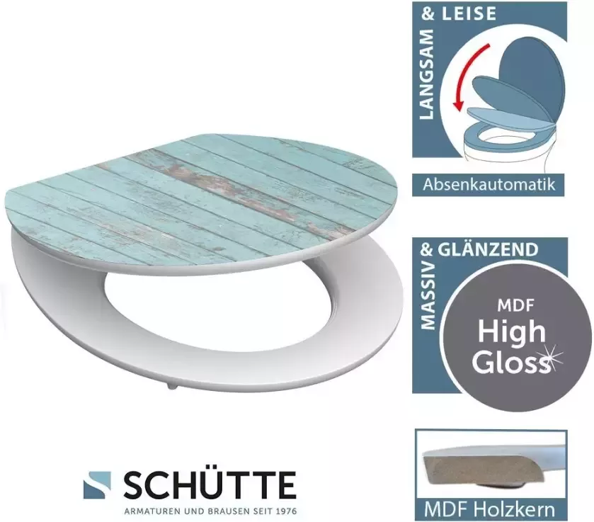 Schütte Toiletzitting Blue Wood High gloss met houten mdf-kern met softclosemechanisme - Foto 2