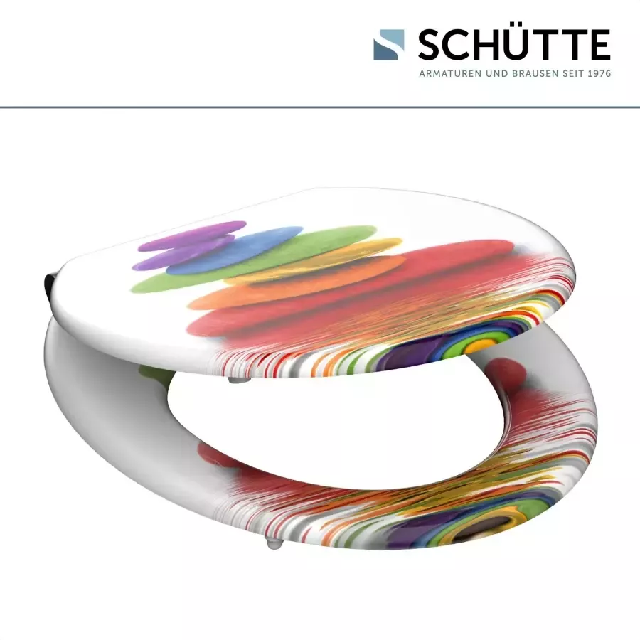 Schütte Toiletzitting Colorful Stones met softclosemechanisme en houten kern mdf