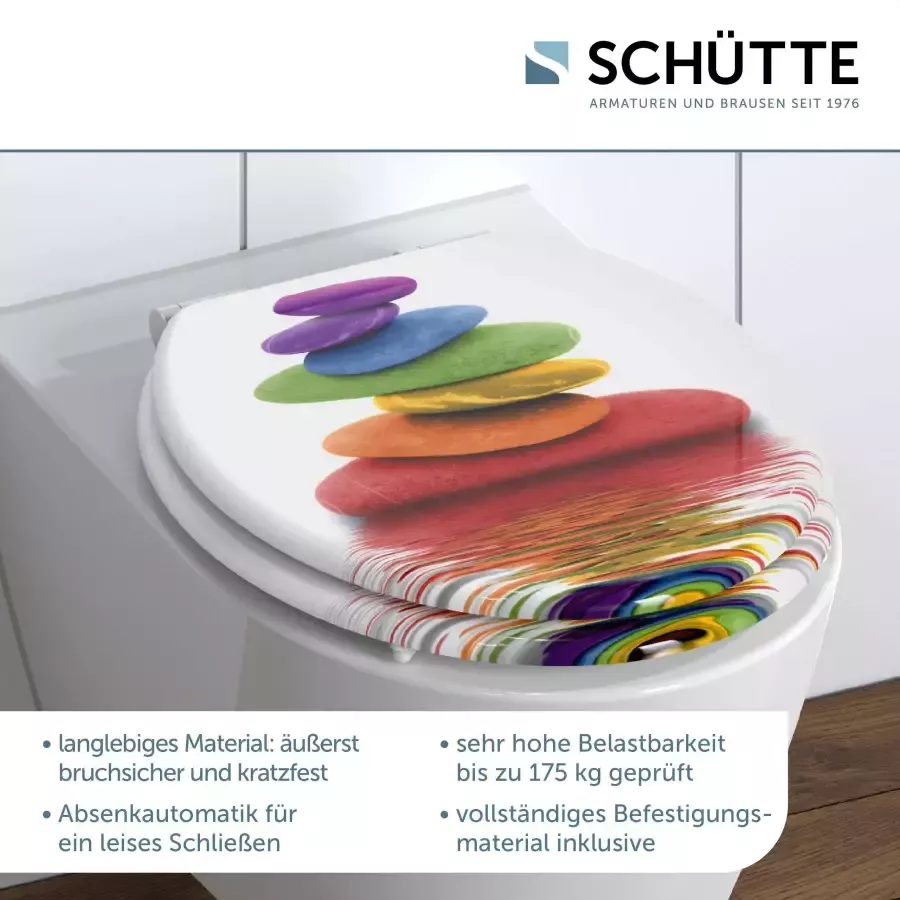 Schütte Toiletzitting Colorful Stones met softclosemechanisme en houten kern mdf - Foto 2
