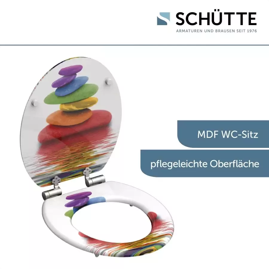 Schütte Toiletzitting Colorful Stones met softclosemechanisme en houten kern mdf - Foto 3