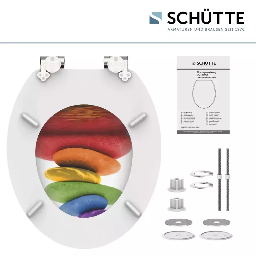 Schütte Toiletzitting Colorful Stones met softclosemechanisme en houten kern mdf - Foto 4