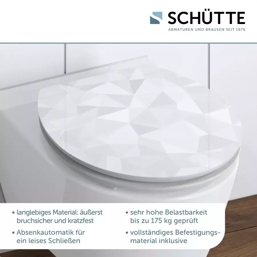 Schütte Toiletzitting Diamond High gloss met houten mdf-kern met softclosemechanisme - Foto 1