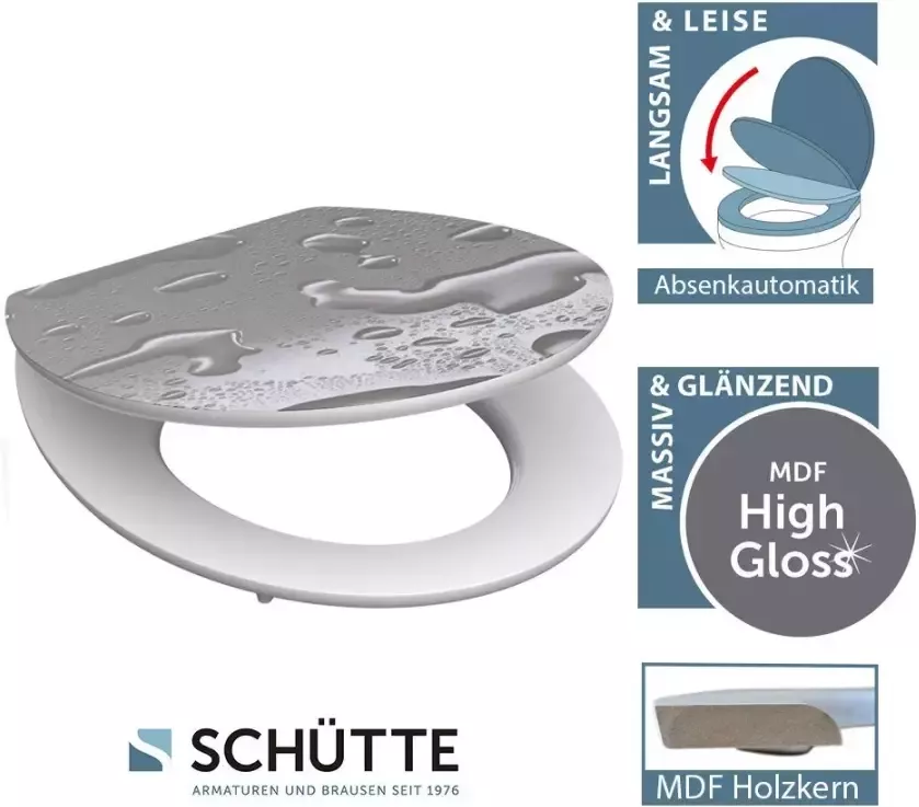 Schütte Toiletzitting Grey steel High gloss met houten mdf-kern met softclosemechanisme - Foto 3