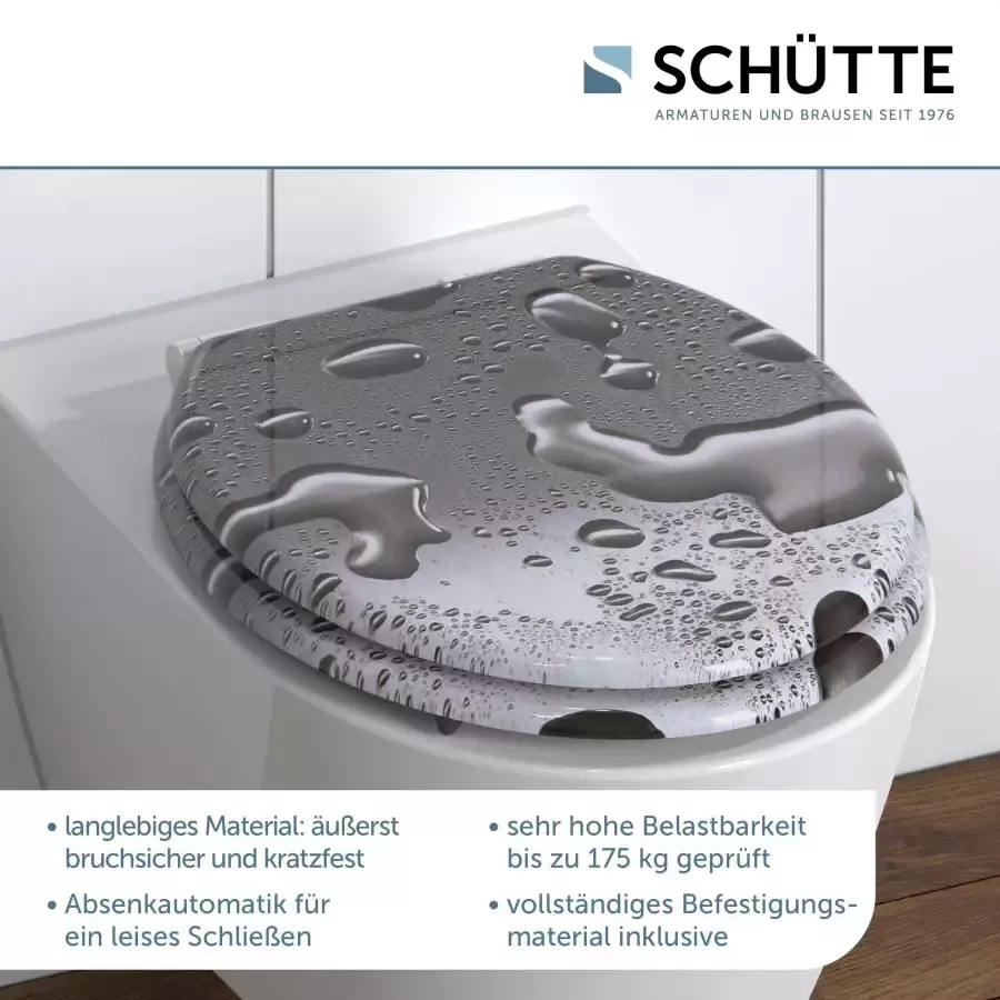 Schütte Toiletzitting Grey steel met softclosemechanisme en houten kern mdf - Foto 5