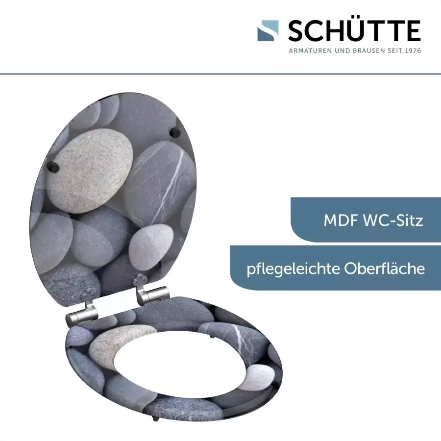 Schütte Toiletzitting GREY STONES met softclosemechanisme en houten kern mdf - Foto 3