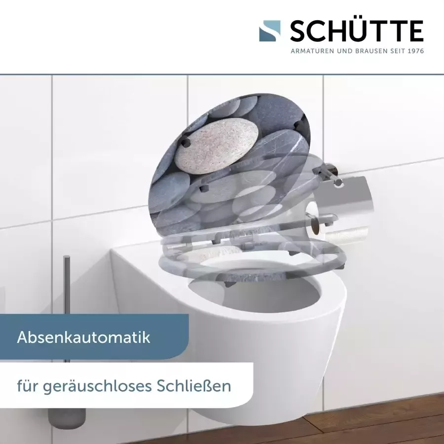 Schütte Toiletzitting GREY STONES met softclosemechanisme en houten kern mdf - Foto 4