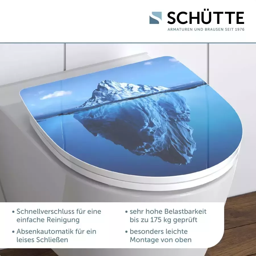 Schütte Toiletzitting Iceberg Duroplast met softclosemechanisme en snelsluiting High gloss