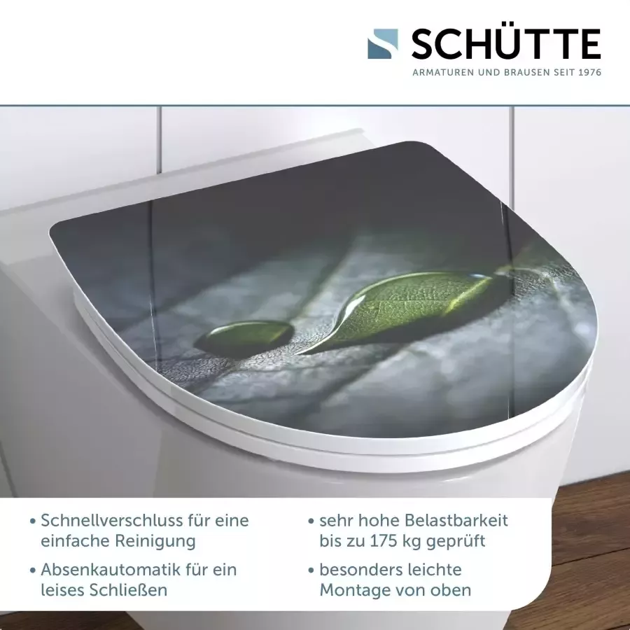 Schütte Toiletzitting Raindrop Duroplast met softclosemechanisme en snelsluiting High gloss