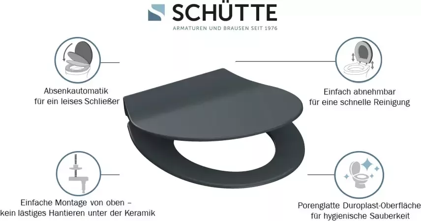 Schütte Toiletzitting SLIM Duroplast softclosemechanisme snelsluiting bijzonder plat model - Foto 9
