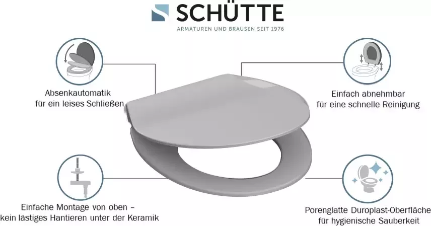 Schütte Toiletzitting SLIM Duroplast softclosemechanisme snelsluiting bijzonder plat model - Foto 9