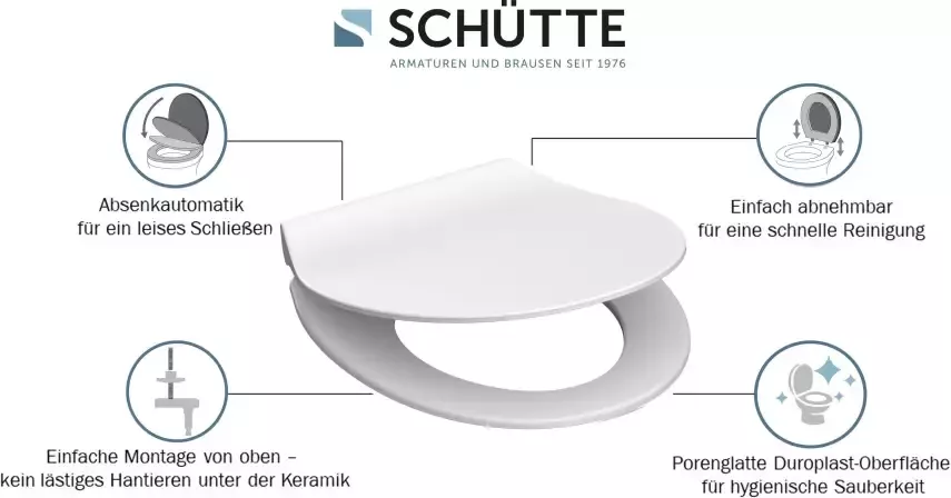 Schütte Toiletzitting SLIM Duroplast softclosemechanisme snelsluiting bijzonder plat model - Foto 8