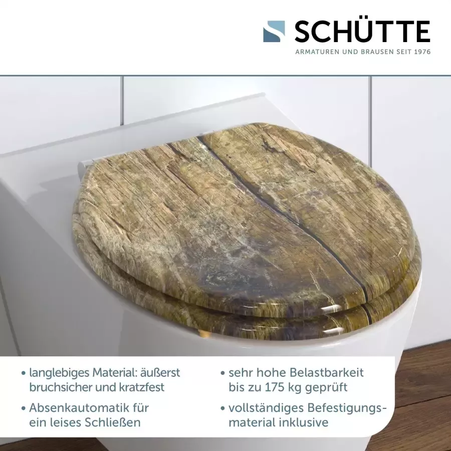 Schütte Toiletzitting Solid Wood met softclosemechanisme en houten kern mdf