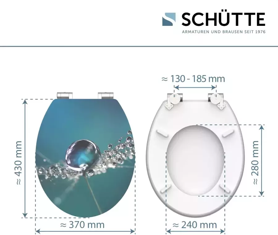 Schütte Toiletzitting Water Drop High gloss met houten mdf-kern met softclosemechanisme - Foto 6
