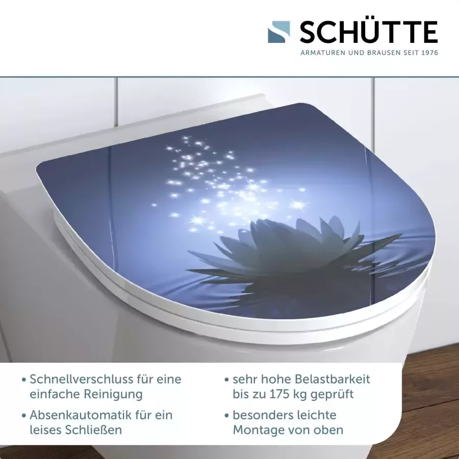 Schütte Toiletzitting Water Lily Duroplast met softclosemechanisme en snelsluiting High gloss - Foto 1