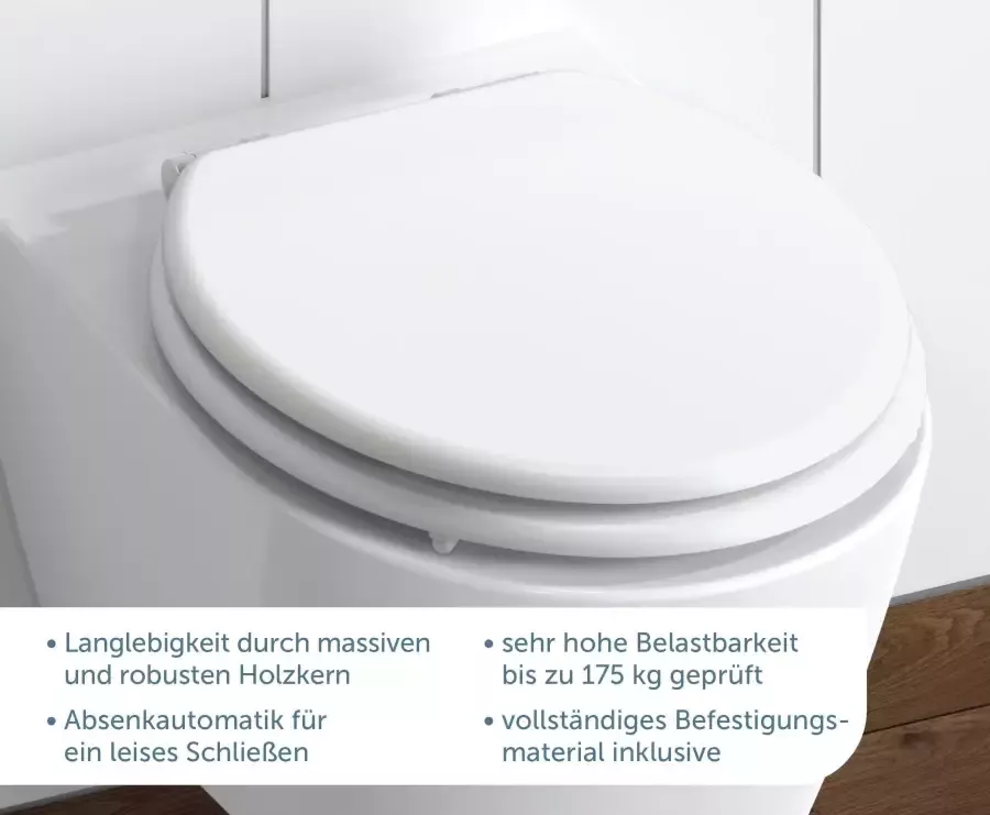 Schütte Toiletzitting White met softclosemechanisme en houten kern max belasting van de toiletbril 150 kg - Foto 2