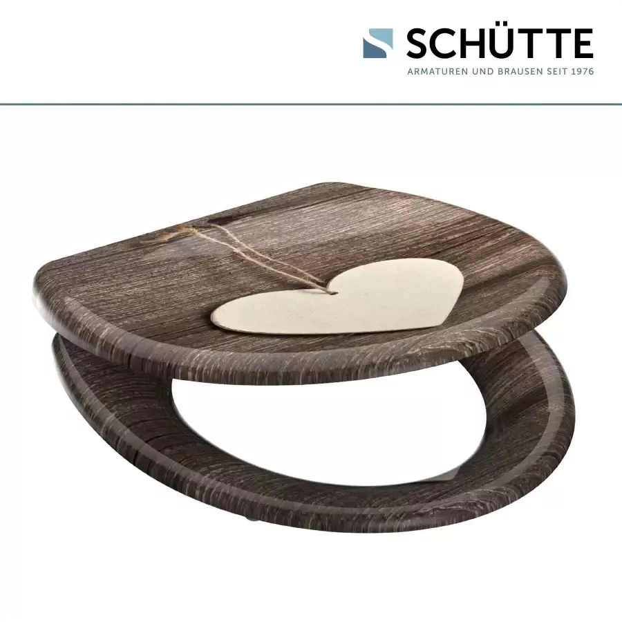 Schütte Toiletzitting Wood Heart Duroplast met softclosemechanisme en snelsluiting - Foto 2