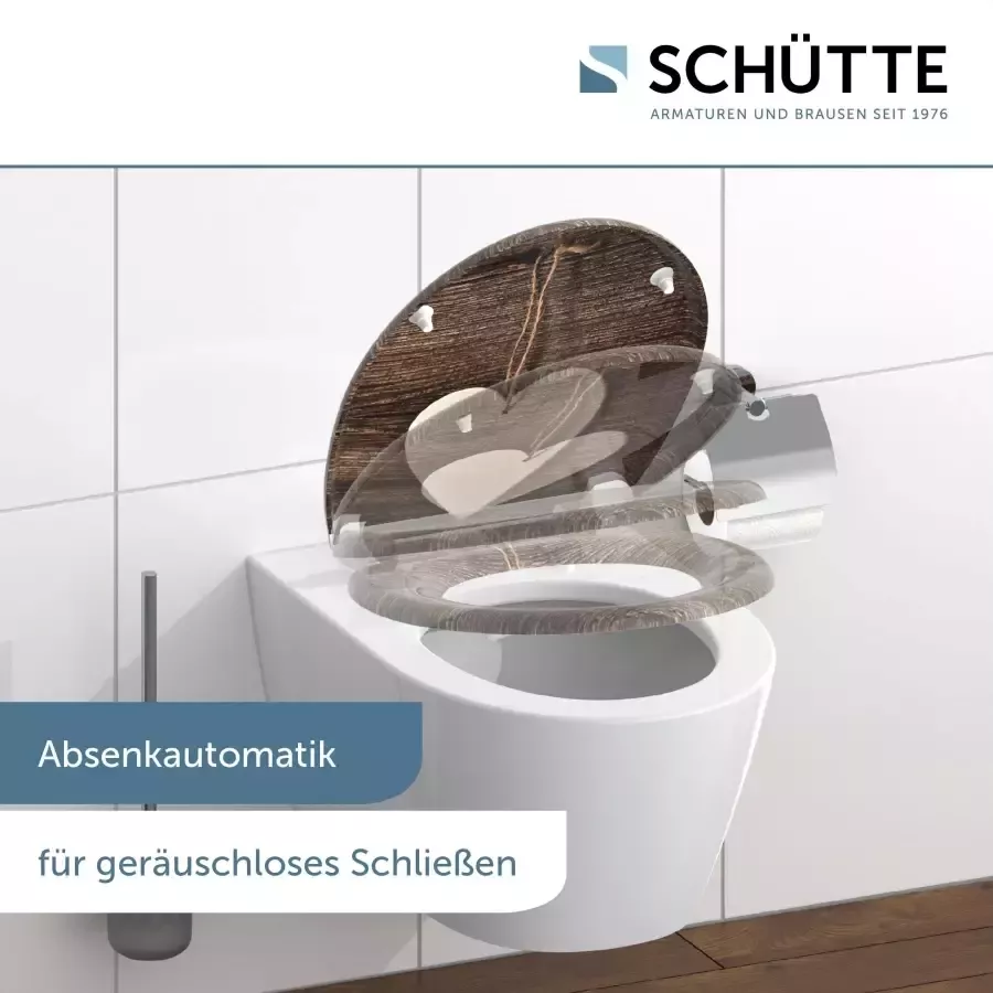 Schütte Toiletzitting Wood Heart Duroplast met softclosemechanisme en snelsluiting - Foto 3