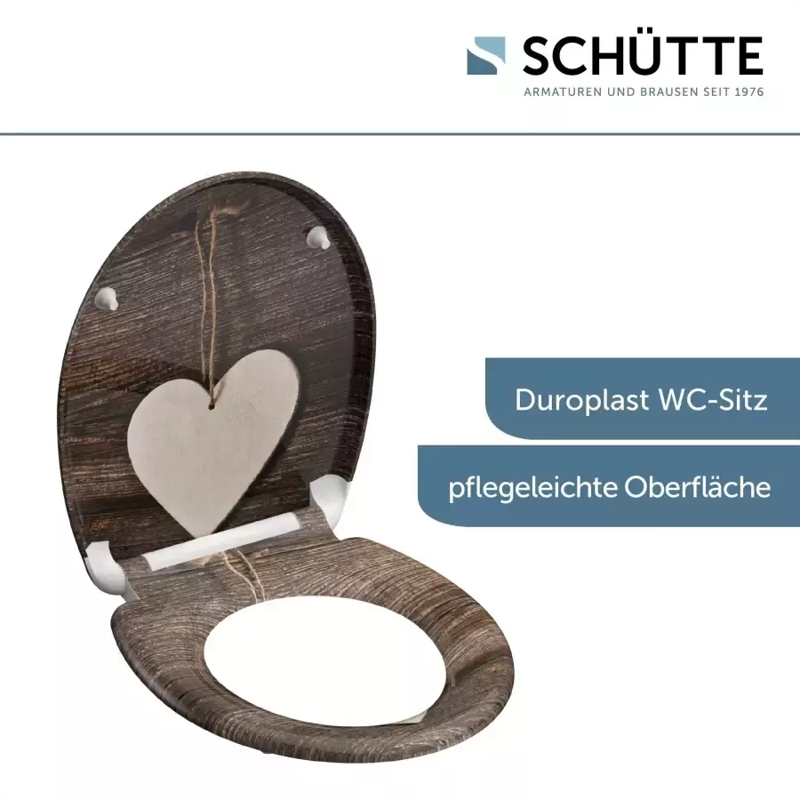 Schütte Toiletzitting Wood Heart Duroplast met softclosemechanisme en snelsluiting - Foto 4