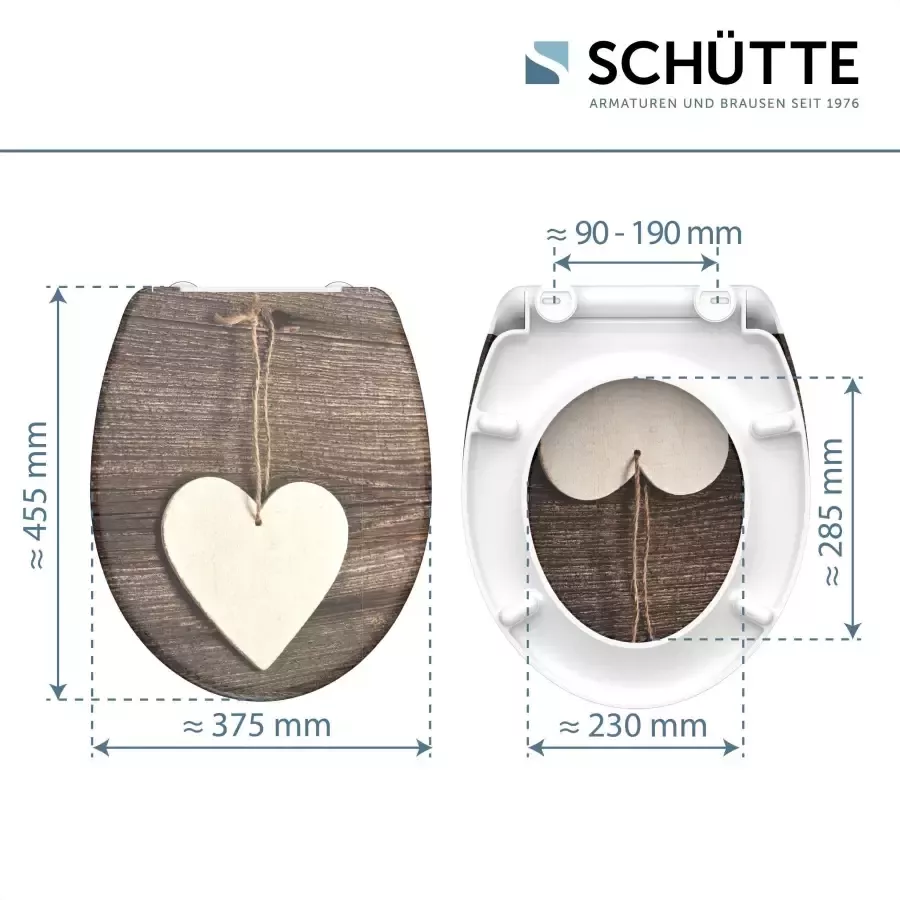 Schütte Toiletzitting Wood Heart Duroplast met softclosemechanisme en snelsluiting - Foto 6