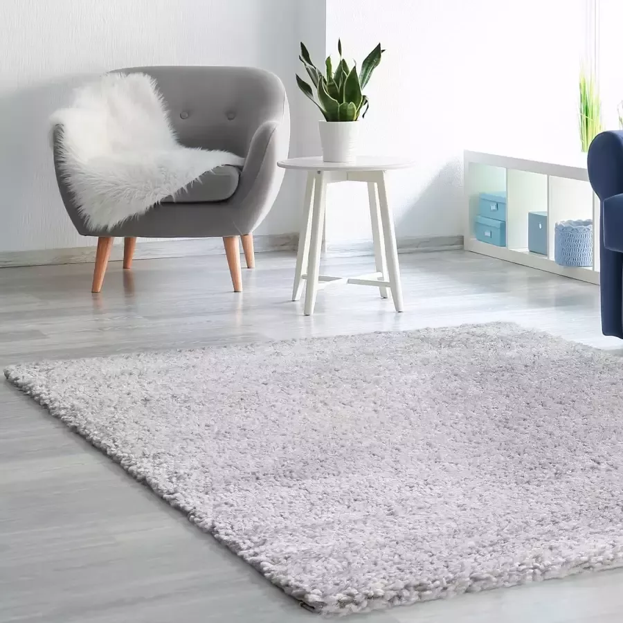 Salery Home Vloerkleed moderne shaggy tapijt shaggy hoogpolig grijs 80X150 - Foto 5
