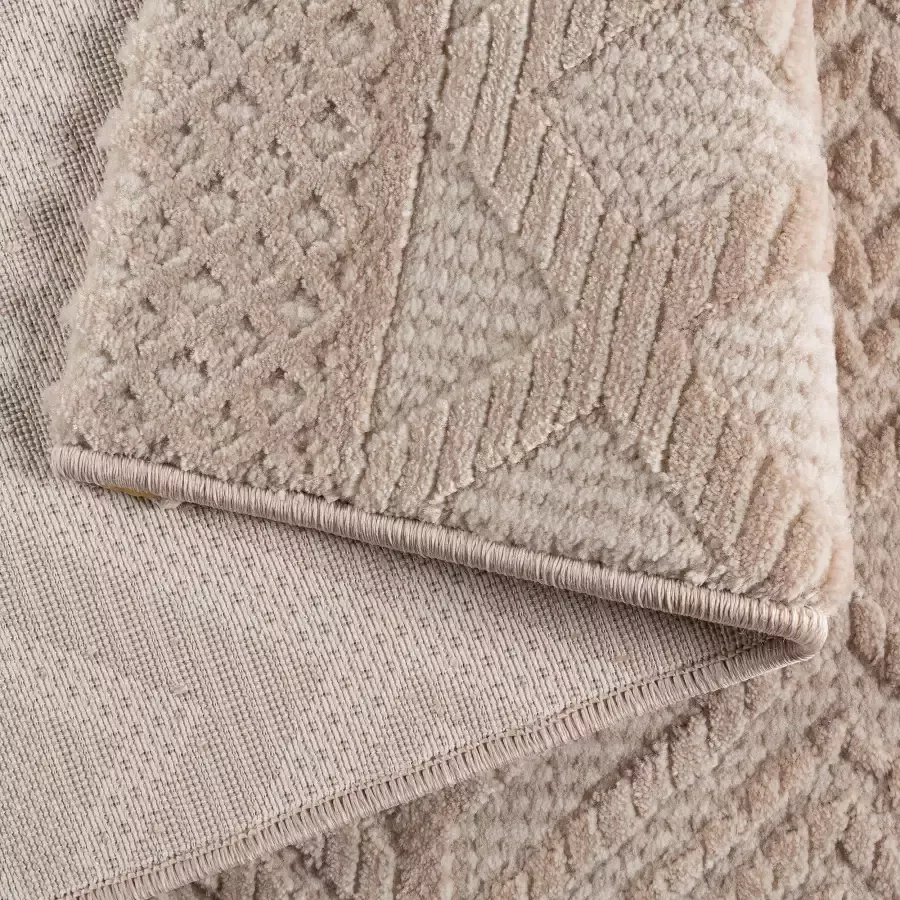 Salery Home Vloerkleed- Oosters tapijt Luxury Reliëfstructuur woonkamer geodriehoek patroon beige 80X150 cm