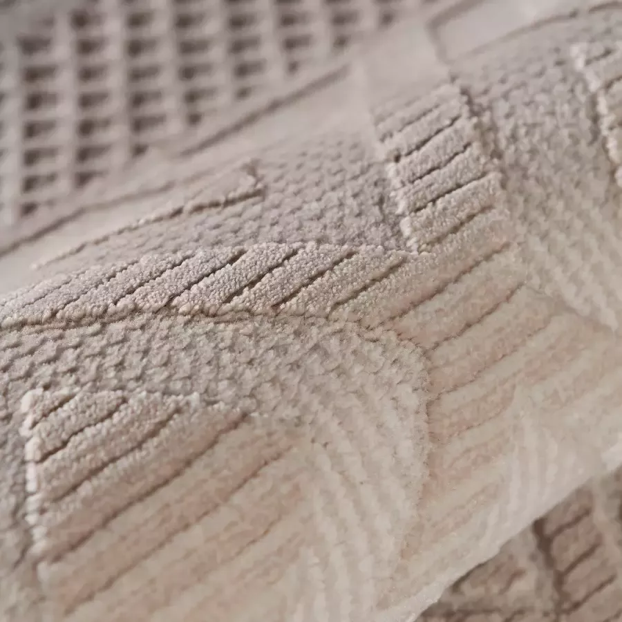 Salery Home Vloerkleed- Oosters tapijt Luxury Reliëfstructuur woonkamer geodriehoek patroon beige 80X150 cm - Foto 2